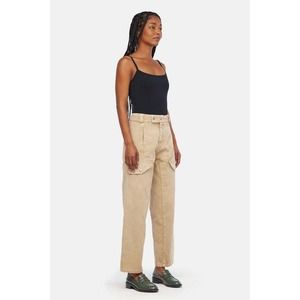 NEW! Lacausa Diego Trousers Size 4 Sand Mineral Wash Denim Pants Straight H20-1